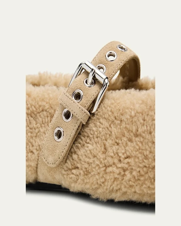 Shearling Mary Jane Ballerina Flats - Image 9