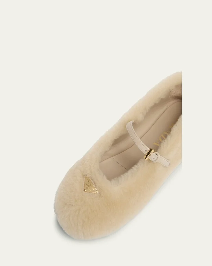 Shearling Mary Jane Ballerina Flats - Image 3