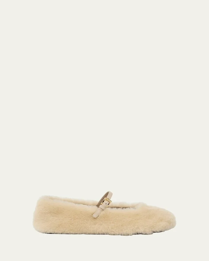 Shearling Mary Jane Ballerina Flats
