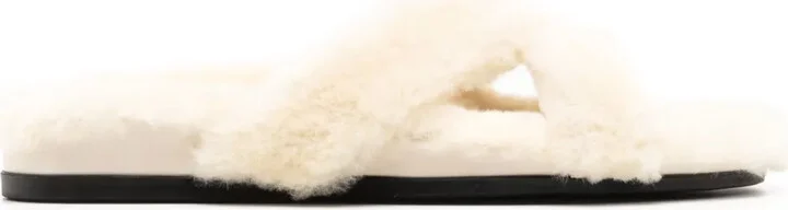 Shearling Open Toe Mules