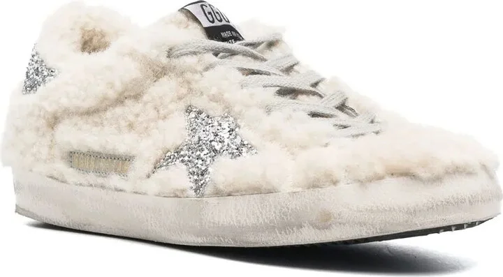 Shearling-Panel Glitter Sneakers - Image 2