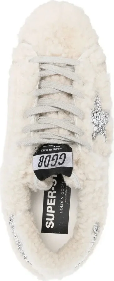 Shearling-Panel Glitter Sneakers - Image 4