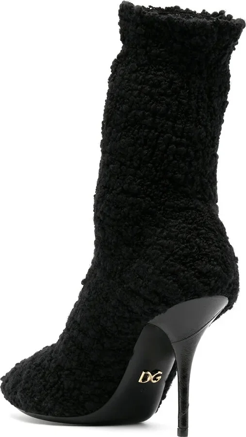 Shearling Stiletto Heel Boots - Image 3