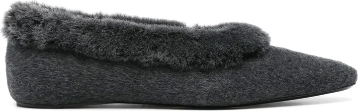 Shearling-Trim Ballerinas