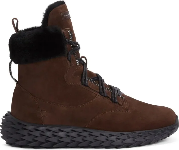 Shearling-Trim Hi-Top Sneakers