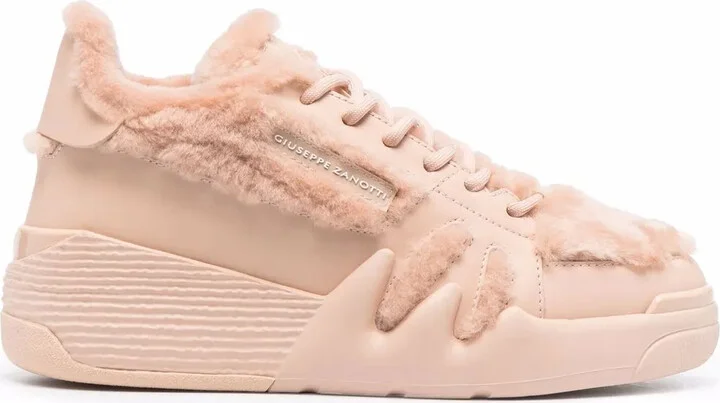 Shearling-Trim High-Top Sneakers
