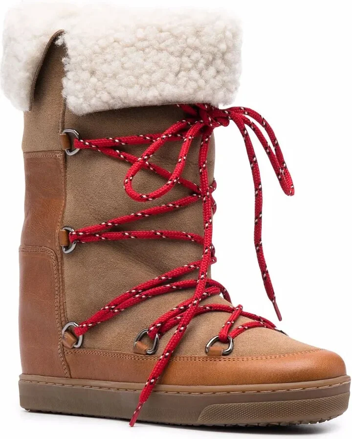 Shearling-Trim Lace-Up Boots - Image 2