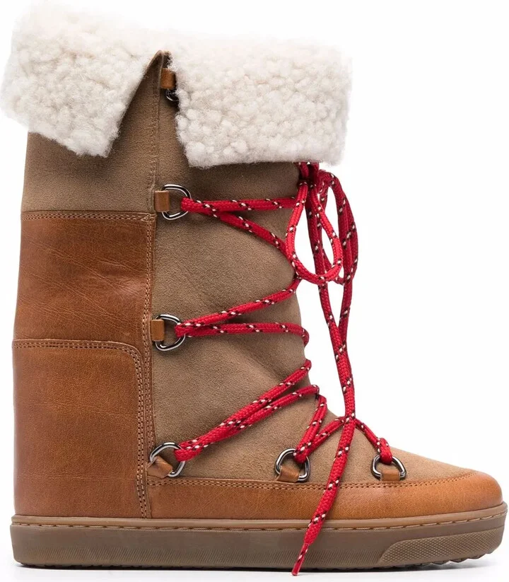 Shearling-Trim Lace-Up Boots