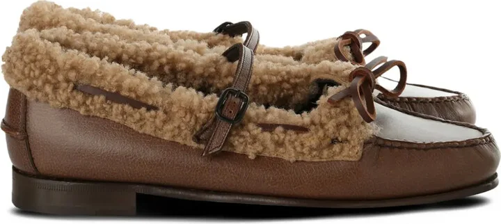 Shearling-Trimmed Buckle Loafers