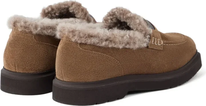 Shearling-Trimmed Penny Loafers - Image 3