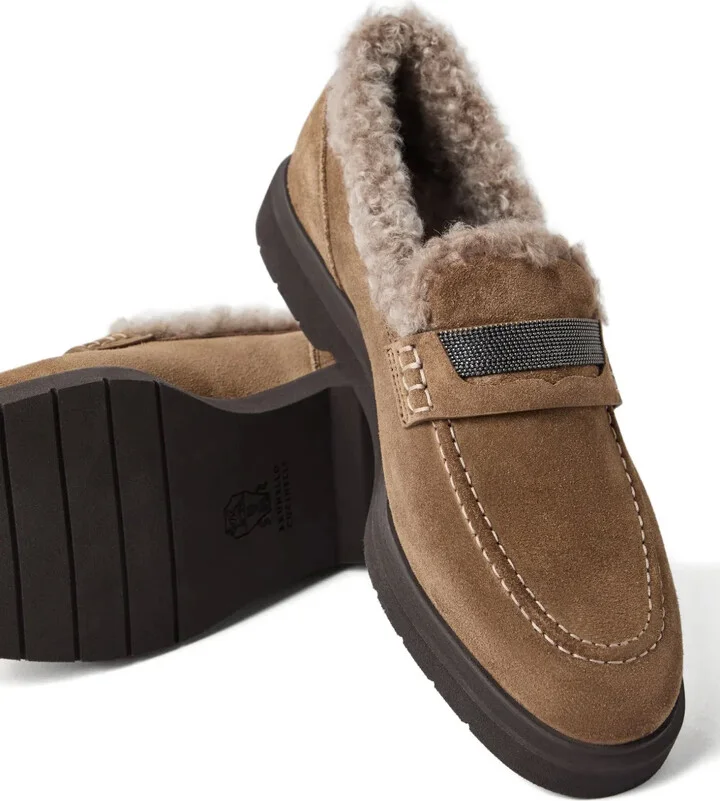 Shearling-Trimmed Penny Loafers - Image 4