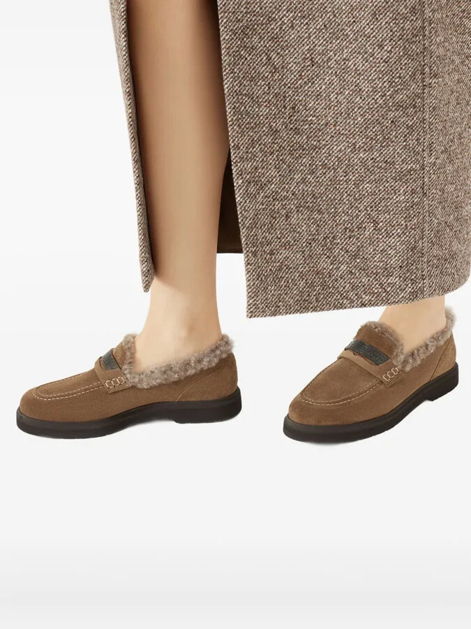 Shearling-Trimmed Penny Loafers - Image 5