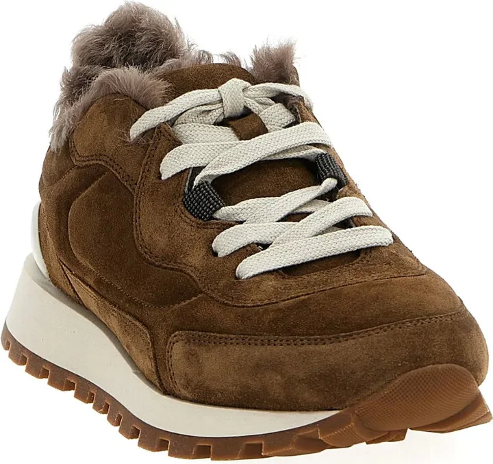 Shearling-Trimmed Suede Sneakers - Image 2