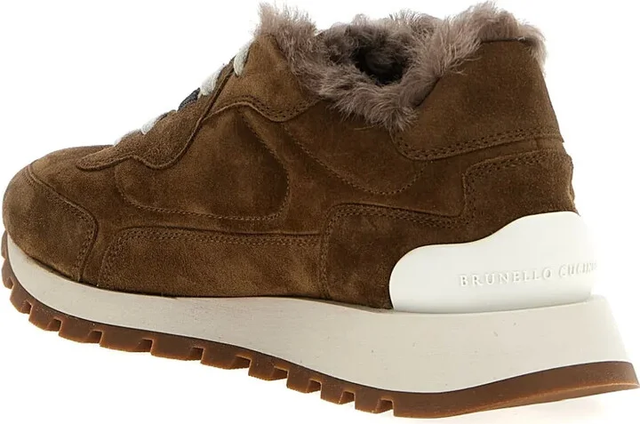 Shearling-Trimmed Suede Sneakers - Image 4