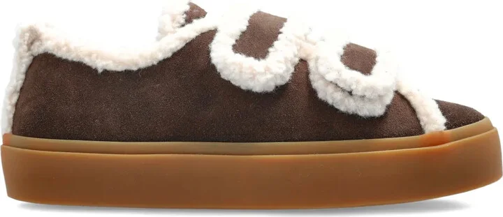 Shearling-Trimmed Suede Sneakers