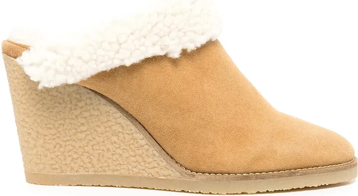Shearling Wedge Mules