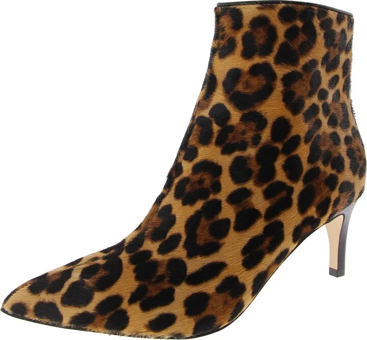 Sheeba Womens Calf Hair Animal Print Ankle Boots