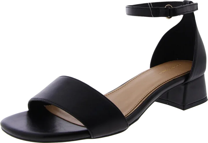 Sheila Womens Leather Ankle Strap Heels