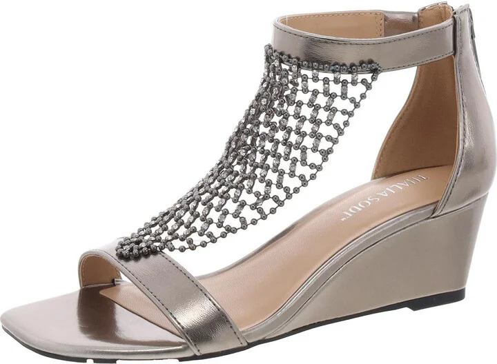 Sheila Womens Leather Cork Wedge Sandals
