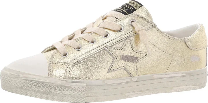 Shine Womens Leather Distressed Casual And Fashion Sneakers