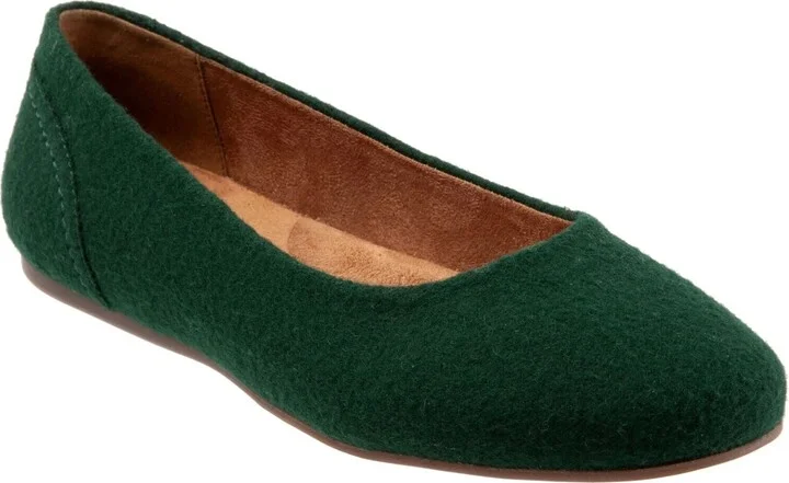 Shiraz S2160-335 Ballet Flat Womens 9.5 Dark Green Leather Shoes KHD993