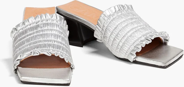 Shirred metallic mules - Image 2
