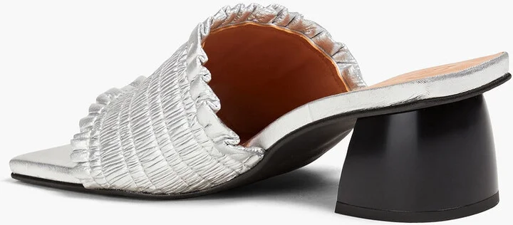 Shirred metallic mules - Image 3