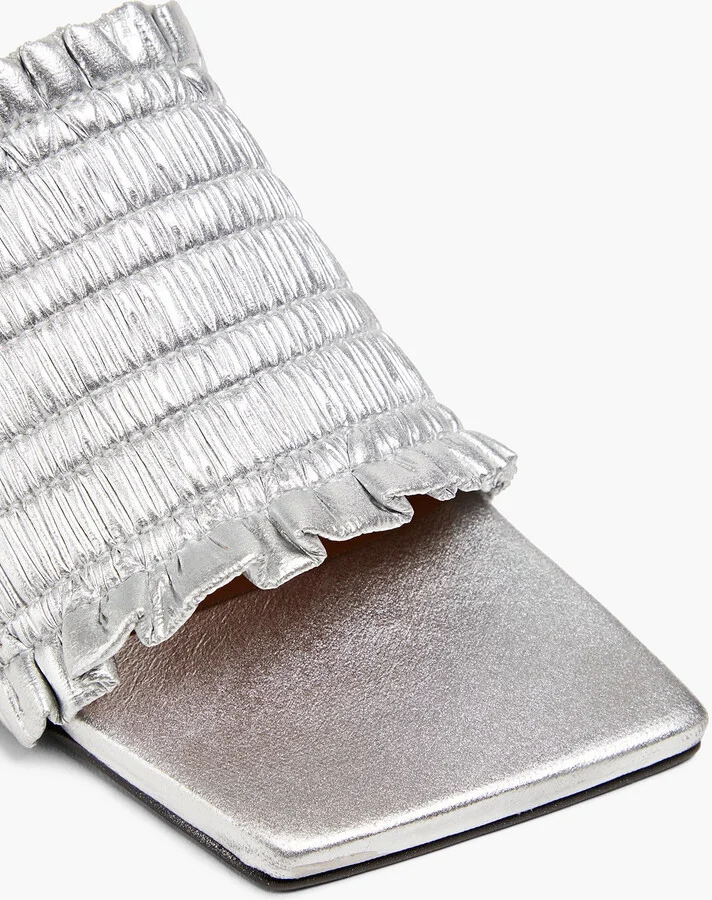 Shirred metallic mules - Image 4