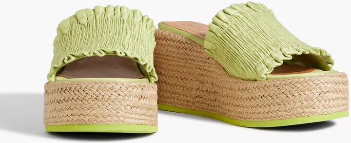 Shirred satin espadrille platform sandals - Image 2