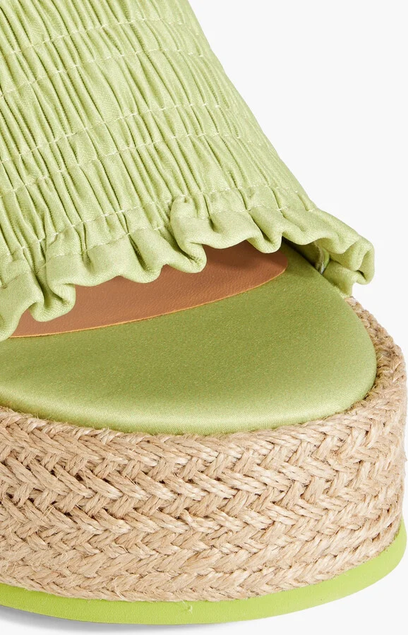 Shirred satin espadrille platform sandals - Image 4