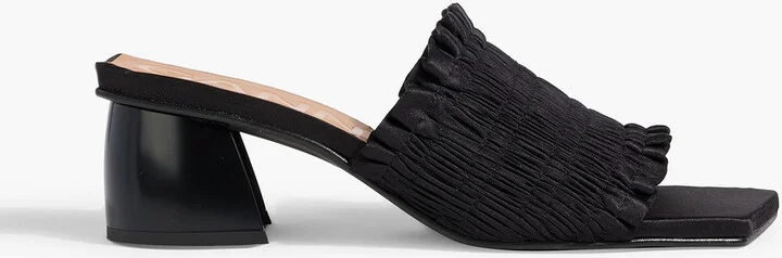 Shirred satin mules