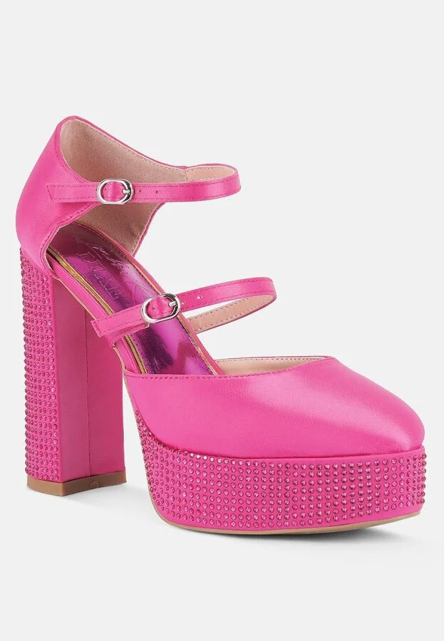 Shiver Rhinestones Embellished Platform Mary Jane Sandals - Image 2