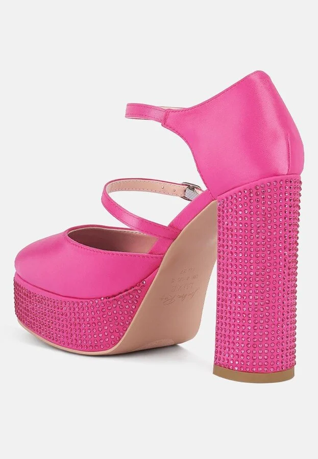 Shiver Rhinestones Embellished Platform Mary Jane Sandals - Image 3