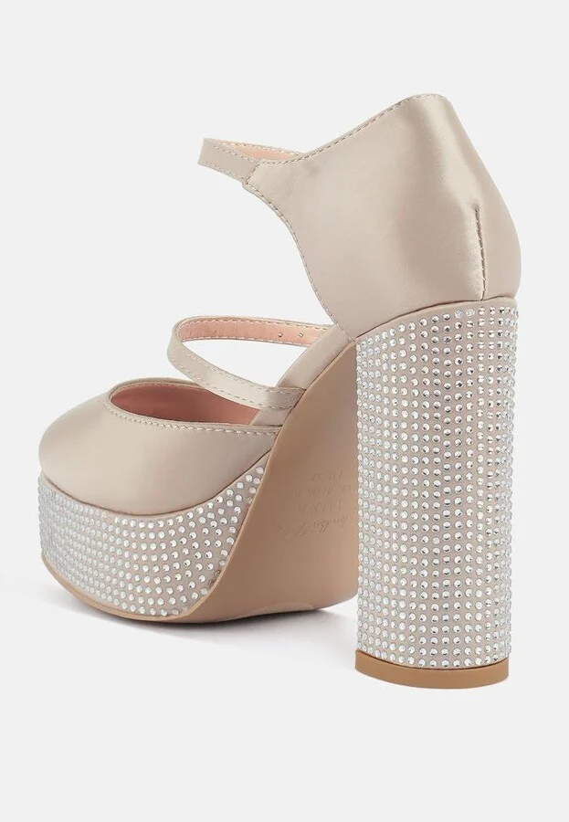 Shiver Rhinestones Embellished Platform Mary Jane Sandals - Image 4