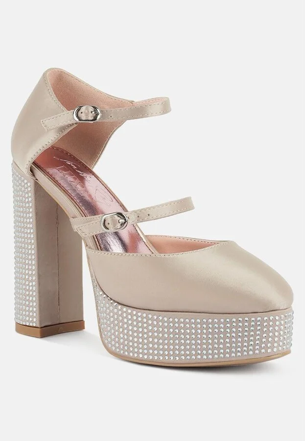 Shiver Rhinestones Embellished Platform Mary Jane Sandals - Image 5