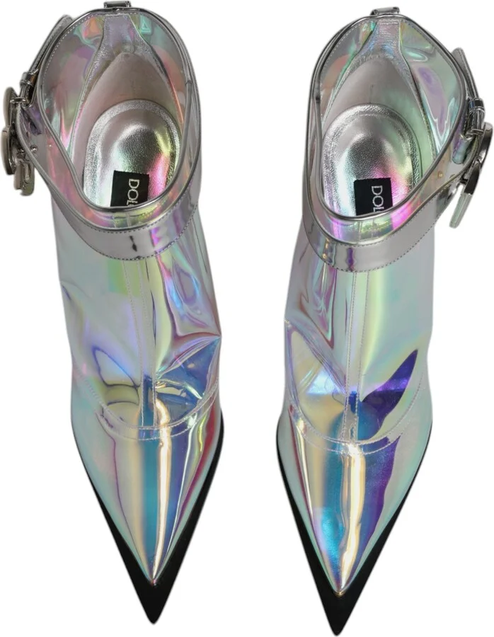 Shoes Silver Iridescent Pointed Short Women's Boots (Pre-Owned) - Image 3
