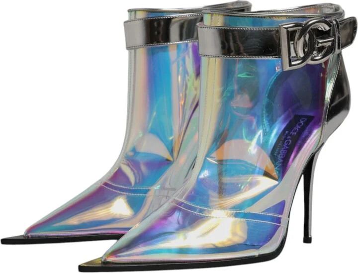 Shoes Silver Iridescent Pointed Short Women's Boots (Pre-Owned) - Image 4