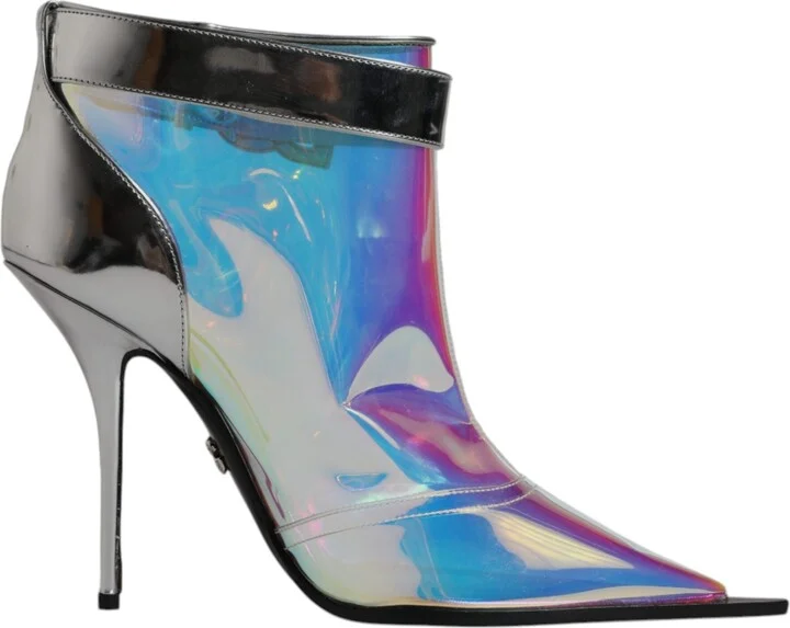 Shoes Silver Iridescent Pointed Short Women's Boots (Pre-Owned)