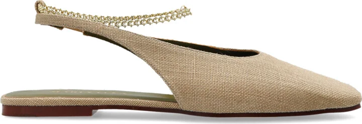Shoes With Decorative Chain, , - Beige