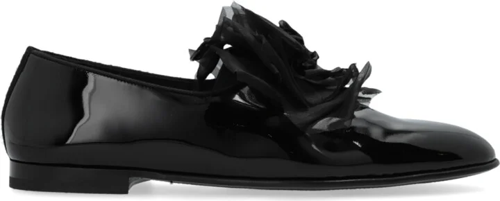 Shoes With Tulle Application, , - Black