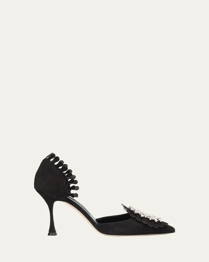 Shog Suede Jewel-Embellished Pumps