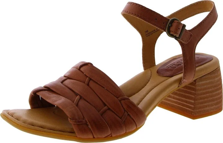 Shonie Womens Leather Block Heel Slingback Sandals