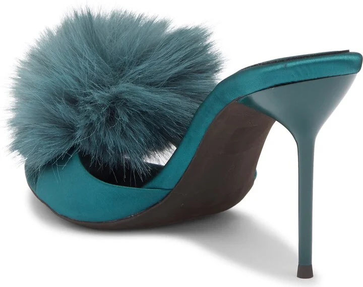 Shopaholic Faux Fur Pom Slide Sandal - Image 8