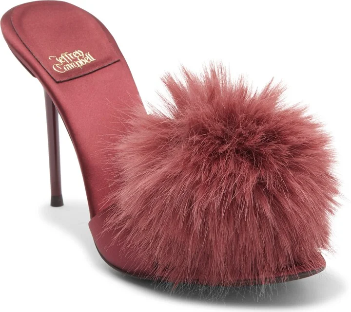 Shopaholic Faux Fur Pom Slide Sandal