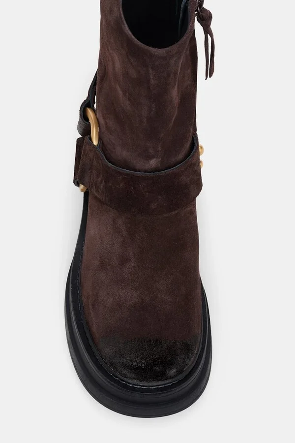 Short waxed suede combat boots with signature D-ring - Image 5