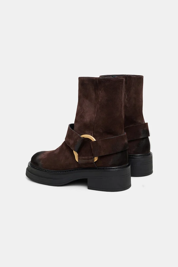 Short waxed suede combat boots with signature D-ring - Image 7