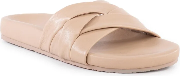Show Me Love Womens Woven Leather Slide Sandals