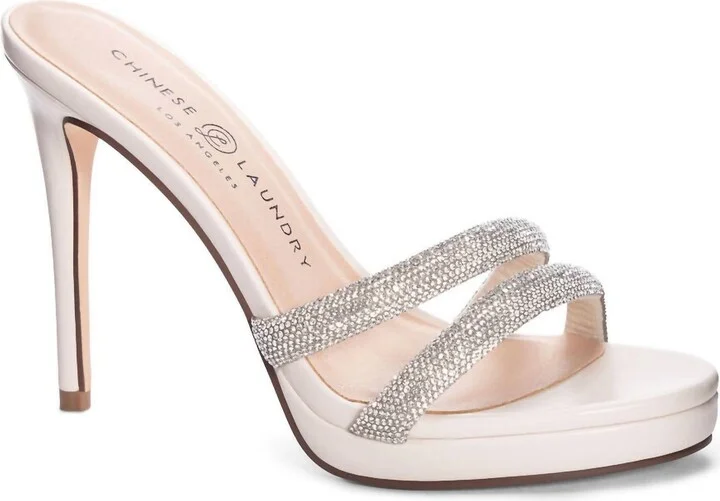 Show Stopper Friendly Rhinestone Heels In Cream