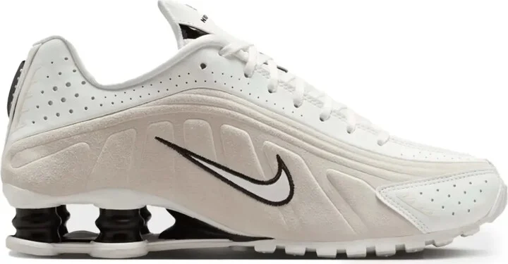 Shox R4 leather-suede sneakers