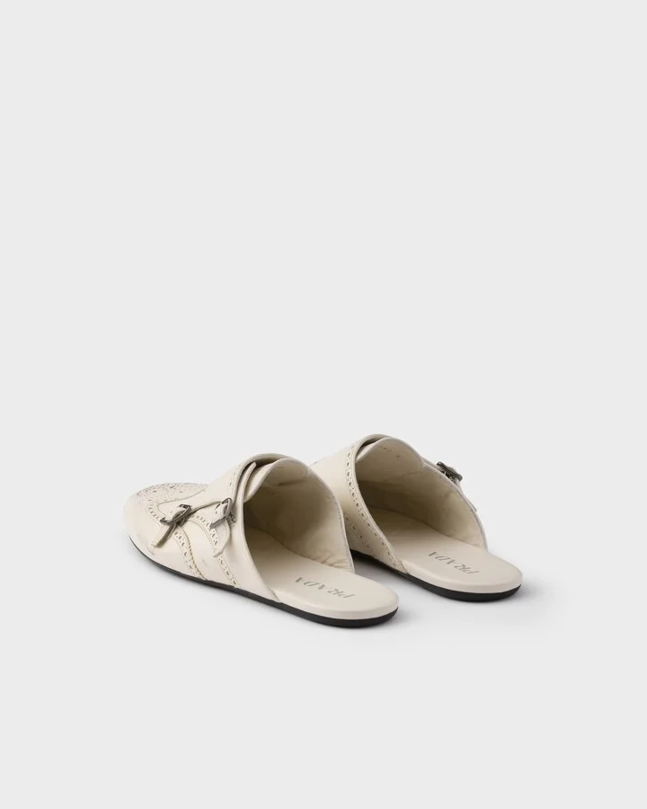 Shuffle antiqued leather double monk strap mules - Image 5